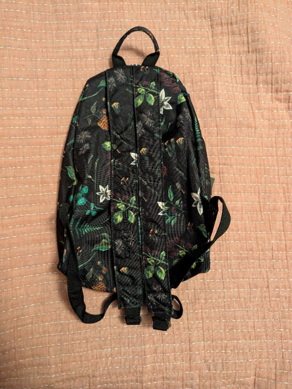 Dakine Black Floral Mini Backpack with Green Leaf Accents - Picture 5 of 6